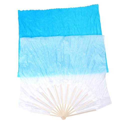 ELAYARD Länglicher Bauchtanz Fächer mit Seiden Gradient Blau für Frauen Fächer für Tanzaufführungen und Hochzeiten von ELAYARD