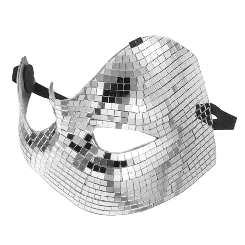 ELAYARD Masquerade Halbgesichtsmaske Silber mit Schimmerndem Spiegeleffekt Reflektierend und Atmungsaktiv Disco Party und Halloween Tanzmaske für Damen und Herren Vielseitiges von ELAYARD