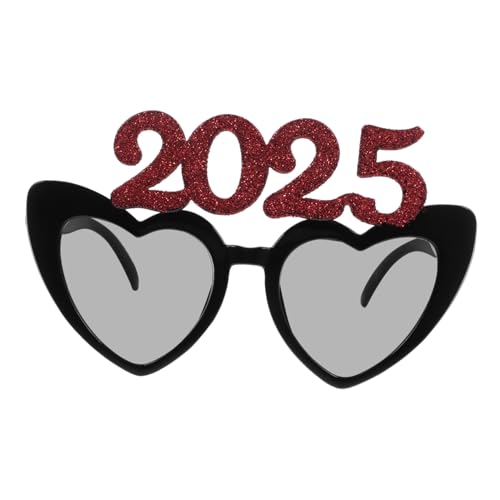 ELAYARD Partybrille mit Herzrahmen Lustiges Neujahrs Performance Accessoire Auffällige Sonnenbrille für Silvester Feiern und Festliche Partys von ELAYARD