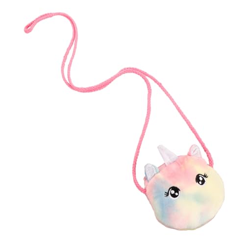ELAYARD Plüsch Einhorn Umhängetasche für Mädchen Kleine Crossbody Bag mit Langem Riemen Bunte Hologramm Oberfläche Praktisches Phone Storage Pouch für Partys und Alltag von ELAYARD
