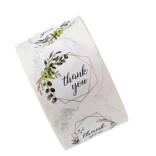 ELAYARD Selbstklebende Dankeschön Aufkleber Rund Blumenmuster Haftetiketten für Geschenkverpackung Backen Party DIY Etiketten zum Beschriften und Verzieren von ELAYARD