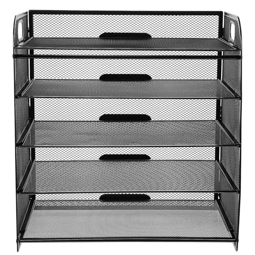 ELAYARD Stufiger Schreibtisch Papierablage Organizer mit Griff Stapelbarer Dokumentenhalter aus Robustem Metallgewebe für Büro Zuhause und Schule Vielseitiger Briefablage Sortierer von ELAYARD