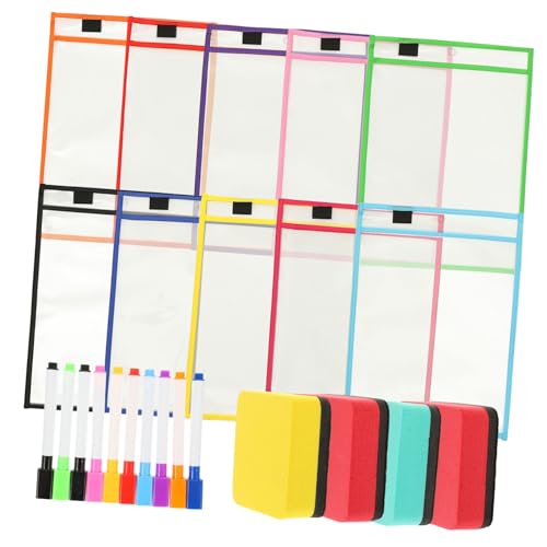 ELAYARD Teiliges Wiederverwendbares Transparentes Dry Erase File Pocket mit Abwischbarem Stift und Magnet Radierer Beidseitig Klare Dokumententaschen für Schule Büro Zufällige Farbe ELAYARD Teiliges Wiederverwendbares Transparentes Dry Erase File Pocket mit Abwischbarem Stift und Magnet Radierer Beidseitig Klare Dokumententaschen für Schule Büro Zufällige Farbe von ELAYARD