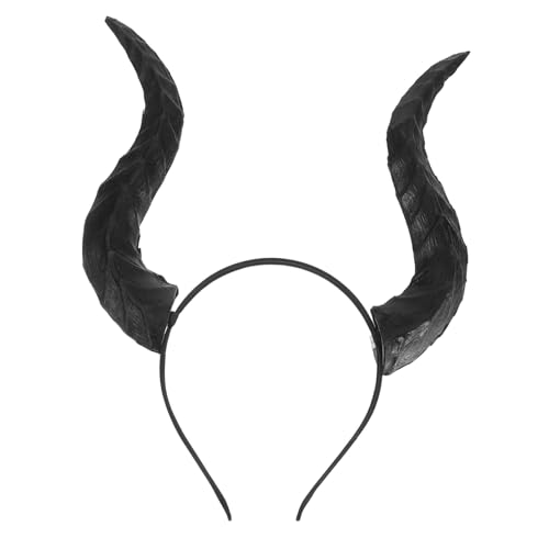 ELAYARD Verstellbares Teufelshorn-haarband mit Abnehmbaren Schwarzen Kuhhörnern Elastisches Leichtes Stirnband für Halloween Cosplay Karneval und Party Passend für Damen und Herren von ELAYARD