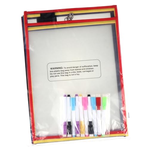 ELAYARD Wiederverwendbare Transparente Dry Erase Dokumententaschen Teiliges mit Dry Erase Stiften und Pen Covers Praktische PVC Organizer für Büro und Schule Wasserdichte Mappen für von ELAYARD