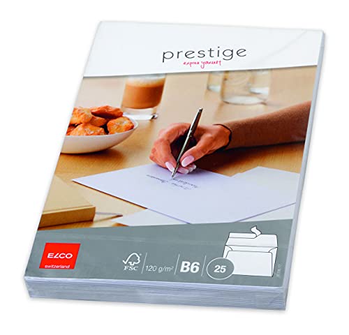 Briefumschlag Prestige - B6, 25 Stück, hochweiß, haftklebend, ohne Fenster ELCO Prestige steht für ein elegantes Sortiment von Kuverts und Schreibwaren für die Privatkorrespondenz mit einer persönlichen Note. ELCO Prestige-Produkte bestechen durch ihr elegantes Erscheinungsbild, was sich besonders in den edlen Kuvertformen zeigt. Briefumschlag Prestige - B6, 25 Stück, hochweiß, haftklebend, ohne Fenster ELCO Prestige steht für ein elegantes Sortiment von Kuverts und Schreibwaren für die Privatkorrespondenz mit einer persönlichen Note. ELCO Prestige-Produkte bestechen durch ihr elegantes Erscheinungsbild, was sich besonders in den edlen Kuvertformen zeigt. von ELCO