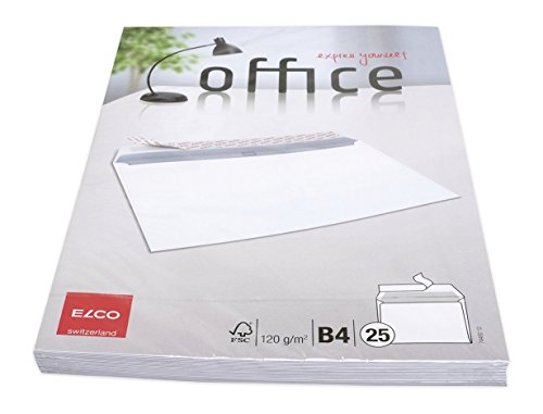 ELCO 74482.12 Office Verpackung mit 25 Briefumschläge/Versandtasche, Haftklebeverschluss, 120g, weiss, Fenster: nein, b4, 250x353x50 von ELCO
