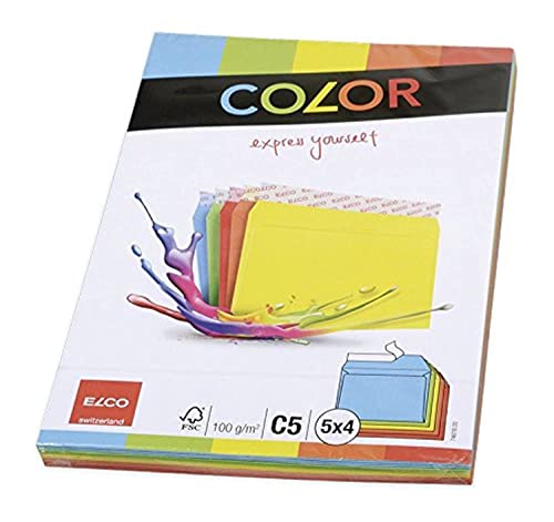 ELCO Color Versandtasche C5 100 g/m² 4 x 5 Farben mit Haftverschluss verpackt 20 Stück farblich sortiert von ELCO
