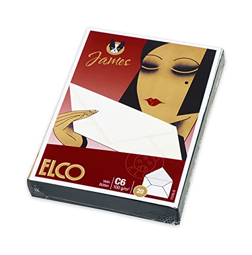 ELCO James Velin Umschlag 100 g/m² gefüttert gummiert DOM-Wasserzeichen 20 Stück weiß, c6 (162x114mm) für papierformat a6, 71318.10 von Kores