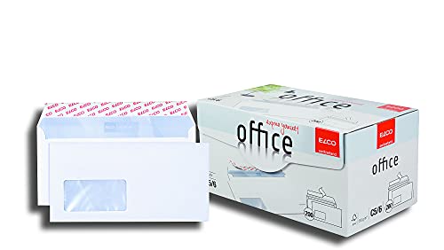ELCO Office Umschlag DIN lang 80 g/m² FSC-zertifiziert mit Haftverschluss und Sichtfenster 90 x 45 mm in Shop-Box 200 Stück weiß von ELCO