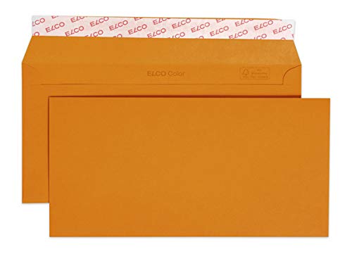 Elco 18833.82 Color Box mit Deckel und 250 Briefumschläge/Versandtasche, Haftklebeverschluss, C5/6 DL, 100g, orange , Fenster: nein von ELCO