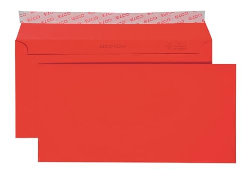 Elco 18833.92 Color Box mit Deckel und 250 Briefumschläge/Versandtasche, Haftklebeverschluss, C5/6 DL, 100g, intensiv-rot, Fenster: nein von ELCO