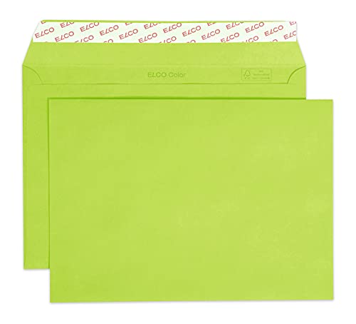 Elco 24084.62 Color Box mit Deckel und 250 Briefumschläge/Versandtasche, Haftklebeverschluss, C5, 100g, intensiv-grün, Fenster: nein von ELCO