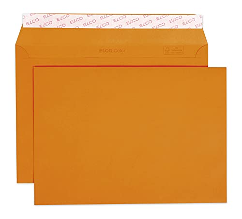 Elco 24084.82 Color Box mit Deckel und 250 Briefumschläge/Versandtasche, Haftklebeverschluss, C5, 100g, orange, Fenster: nein von ELCO