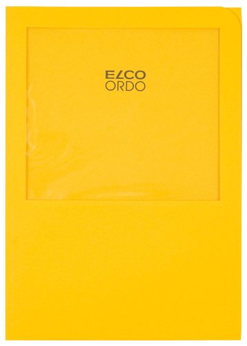 Elco 29464.42 Ordo transport Karton mit 100 Dokumentenhüllen mit großem Fenster ohne Linienaufdruck, 220x310, 120g, goldgelb, Fenster: ja von Kores