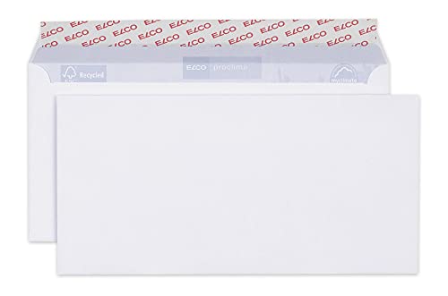ELCO 38786 Proclima Box mit Deckel und 500 Briefumschläge/Versandtasche, Haftklebeverschluss, weiss recycl., Fenster: nein c5/6 din lang (229x114mm) von ELCO