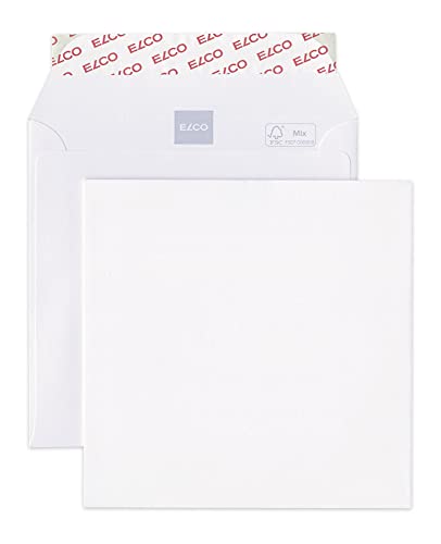 Elco 40948 Quadratische Briefumschläge/Versandtasche,Box mit 500 Briefumschläge/Versandtasche, Haftklebeverschluss, 145x145, 120g, weiss, Fenster: nein von ELCO