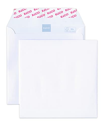 Elco 40958 Quadratische Briefumschläge/Versandtasche,Box mit 500 Briefumschläge/Versandtasche, Haftklebeverschluss, 155x155, 120g, weiss, Fenster: nein Elco 40958 Quadratische Briefumschläge/Versandtasche,Box mit 500 Briefumschläge/Versandtasche, Haftklebeverschluss, 155x155, 120g, weiss, Fenster: nein von ELCO