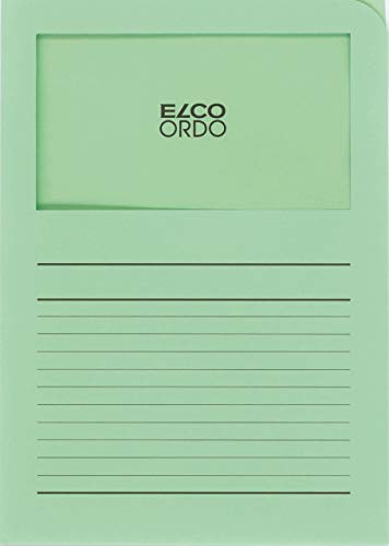 Elco 73695.61 Ordo classico Verpackung mit 10 Dokumentenhülle aus Papier mit Linienaufdruck, 220x310, 120g, grasgrün, Fenster: ja von ELCO