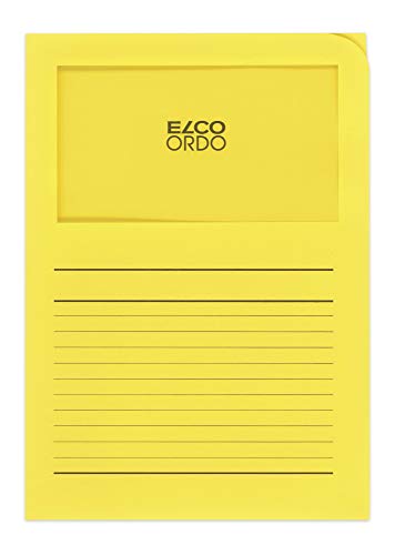 Elco 73695.72 Ordo classico Verpackung mit 10 Dokumentenhülle aus Papier mit Linienaufdruck, 220x310, 120g, intensivgelb, Fenster: ja von ELCO