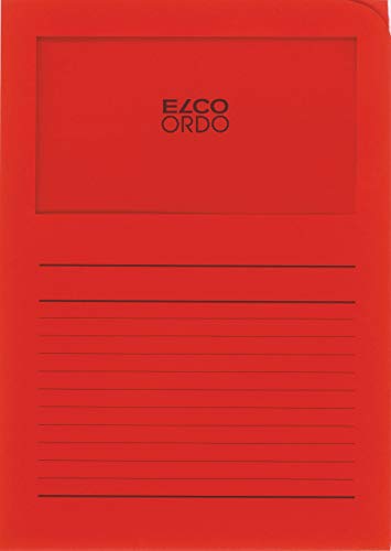Elco 73695.92 Ordo classico Verpackung mit 10 Dokumentenhülle aus Papier mit Linienaufdruck, 220x310, 120g, intensivrot, Fenster: ja von ELCO