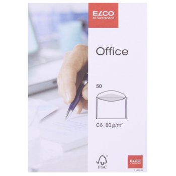 Elco 74456.12 Office Verpackung mit 50 Briefumschläge/Versandtasche, gummiert, C6, 80g, weiss, Fenster: nein von ELCO