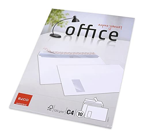 Elco 74493.12 Office Verpackung mit 10 Briefumschläge/Versandtasche, Haftklebeverschluss, C4, 120g, weiss, Fenster: ja Elco 74493.12 Office Verpackung mit 10 Briefumschläge/Versandtasche, Haftklebeverschluss, C4, 120g, weiss, Fenster: ja von ELCO