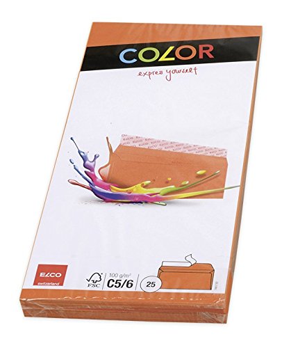 Elco 74617.82 Color Verpackung mit 25 Briefumschläge/Versandtasche, Haftklebeverschluss, C5/6 DL, 100g, orange, Fenster: nein Elco 74617.82 Color Verpackung mit 25 Briefumschläge/Versandtasche, Haftklebeverschluss, C5/6 DL, 100g, orange, Fenster: nein von Kores