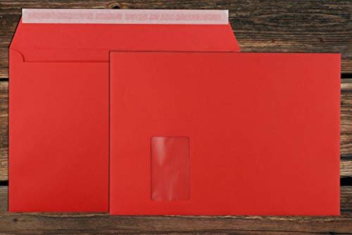 Elco Color Briefumschläge mit Fenster/intensiv-rot / 229 x 324 mm (C4) / mit Abziehstreifen/Versandtasche/haftklebend / 250 Stück von ELCO