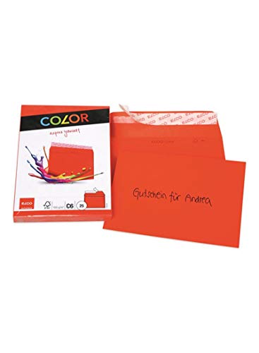 Elco Color Packung mit 25 Kuverts C6, Haftklebeverschluss, 100g, orange von ELCO