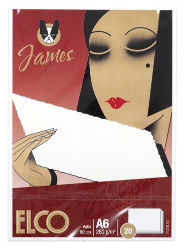 Elco James Velin Karten mit Büttenrand A6 280 g/m² Karton mit 20 Stück Elco James Velin Karten mit Büttenrand A6 280 g/m² Karton mit 20 Stück von ELCO
