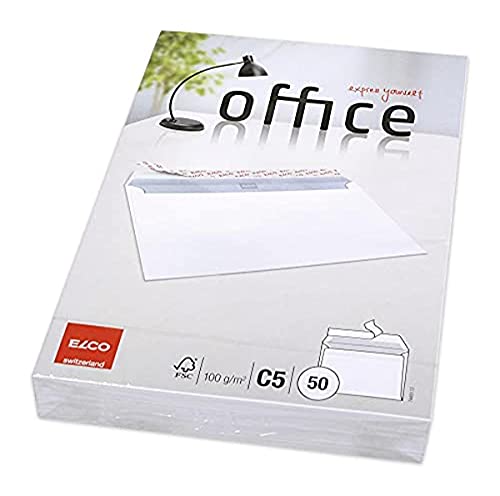 Elco 74491.12 Office Verpackung mit 50 Briefumschläge/Versandtasche, Haftklebeverschluss, C5, 100g, weiss, Fenster: nein von ELCO