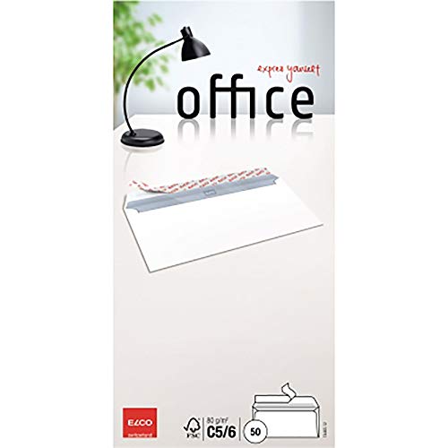 Elco 74463.12 Office Verpackung mit 50 Briefumschläge/Versandtasche, Haftklebeverschluss, C5/6 DL, 80g, weiss, Fenster: nein von ELCO