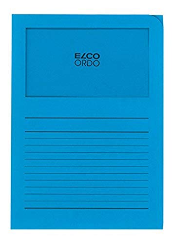 Elco Ordo Classico Papier-Organisationsmappen 220 x 310 mm 120 g/m² mit Aufdruck und Sichtfenster 180 x 100 mm Karton à 100 Stück leuchtend blau von ELCO