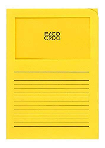 Elco Ordo Classico Papier-Organisationsmappen 220 x 310 mm 120 g/m² mit Aufdruck und Sichtfenster 180 x 100 mm Karton à 100 Stück leuchtend gelb von ELCO