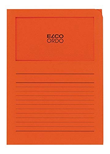 Elco Ordo Classico Papier-Organisationsmappen 220 x 310 mm 120 g/m² mit Aufdruck und Sichtfenster 180 x 100 mm Karton à 100 Stück orange von ELCO