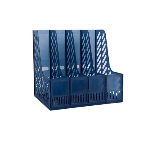 Plastic Desktop File Storage Rack 4 Fächer Mappenhalter Mesh Zeitschriften Organizer, Mehrfarbig (Blue) von ELDFLRURB