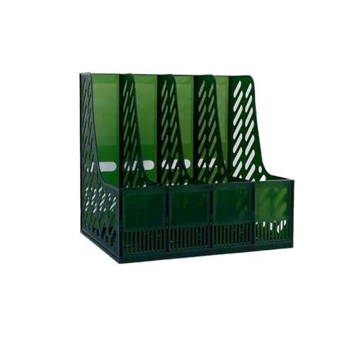 Plastic Desktop File Storage Rack 4 Fächer Mappenhalter Mesh Zeitschriften Organizer, Mehrfarbig (Grün) von ELDFLRURB