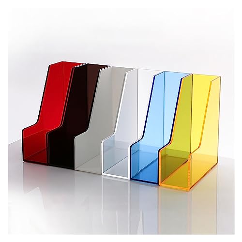 Plastic Desktop File Storage Rack Vertikale Zeitschriftenbox mit Einzelgitter aus Acryl, Mehrfarbig, 24 x 9 x 27 cm(Weiß) von ELDFLRURB