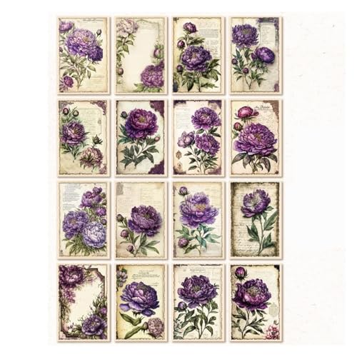 Retro Stickerbuch Tagebuch, 32 Blatt Vintage Blumenpapier für Handbuch, Collage, Dekoration, Gästebuch, Druck, Scrapbooking, Planer, Tagebuch, Hintergrund, Aufkleber(B) von ELDFLRURB