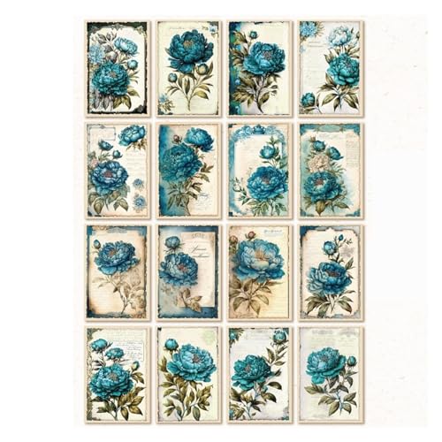 Retro Stickerbuch Tagebuch, 32 Blatt Vintage Blumenpapier für Handbuch, Collage, Dekoration, Gästebuch, Druck, Scrapbooking, Planer, Tagebuch, Hintergrund, Aufkleber (D) von ELDFLRURB