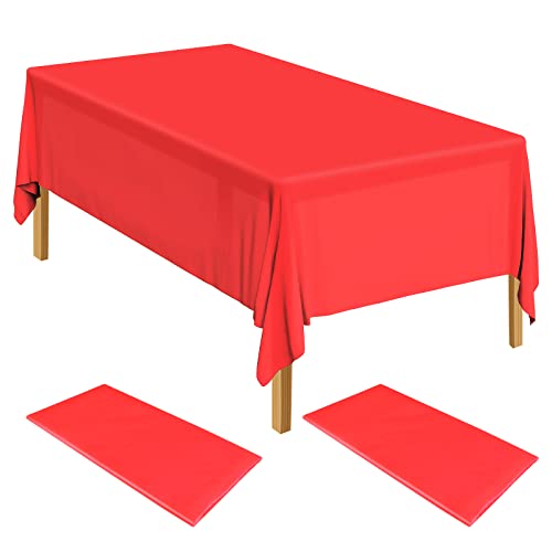 ELECLAND 2 Stück rote Kunststoff-Tischdecken 137 cmx274 cm, Kunststoff, rot, rechteckig, Tischdecke, für Babyparty, Hochzeit, Geburtstag, Party-Dekorationen, chinesische Neujahrsdekorationen ELECLAND 2 Stück rote Kunststoff-Tischdecken 137 cmx274 cm, Kunststoff, rot, rechteckig, Tischdecke, für Babyparty, Hochzeit, Geburtstag, Party-Dekorationen, chinesische Neujahrsdekorationen von ELECLAND