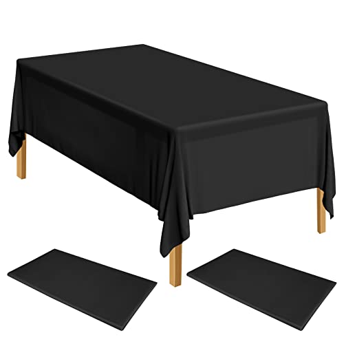 ELECLAND 2 x schwarze Kunststoff-Tischdecken, 137 cm x 274 cm, schwarze Kunststoff-Tischdecke, rechteckig, schwarz, für drinnen und draußen, Babyparty, Hochzeit, Geburtstagsparty-Dekorationen von ELECLAND