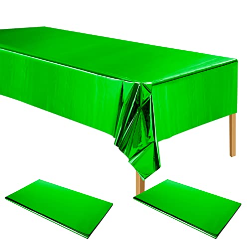 ELECLAND 2xgrüne Kunststoff-Tischdecke, grüne Folie, Tischdecke, 137x274 cm, rechteckig, Metallic-Grün, St. Patrick's Day Tischdecke für Geburtstag, Weihnachten, Party, St. Patrick's Day Dekorationen von ELECLAND