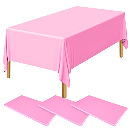 ELECLAND 3 x rosa Kunststoff-Tischdecken 137 x 274 cm Babyrosa Kunststoff-Tischdecken rechteckig rosa Tischdecken für drinnen oder draußen, Babyparty, Hochzeit, Geburtstag Party Dekorationen von ELECLAND