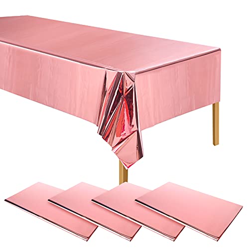 ELECLAND 4 Stück Kunststoff Rose Gold Tischdecken, Metallic Rose Gold Kunststoff Tischdecke 137 x 274 cm Rechteckige Rose Gold Folie Tischdecke für Hochzeit, Babyparty, Geburtstag Party Dekoration ELECLAND 4 Stück Kunststoff Rose Gold Tischdecken, Metallic Rose Gold Kunststoff Tischdecke 137 x 274 cm Rechteckige Rose Gold Folie Tischdecke für Hochzeit, Babyparty, Geburtstag Party Dekoration von ELECLAND