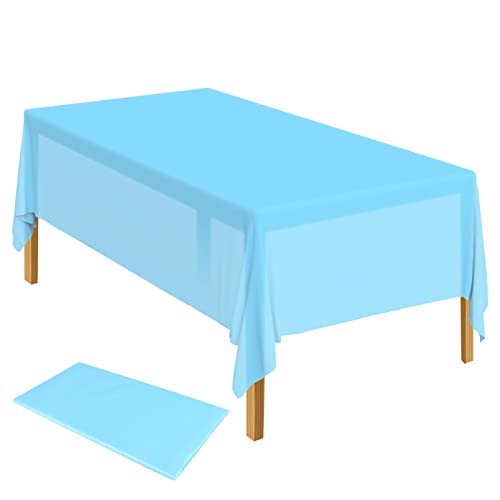 ELECLAND Blaue Plastik Tischdecke 137 x 274 cm Baby Blaue Plastik Tischdecke Rechteckige Tischdecken für Indoor oder Outdoor Baby Shower, Hochzeit, Geburtstagsparty Dekoration von ELECLAND