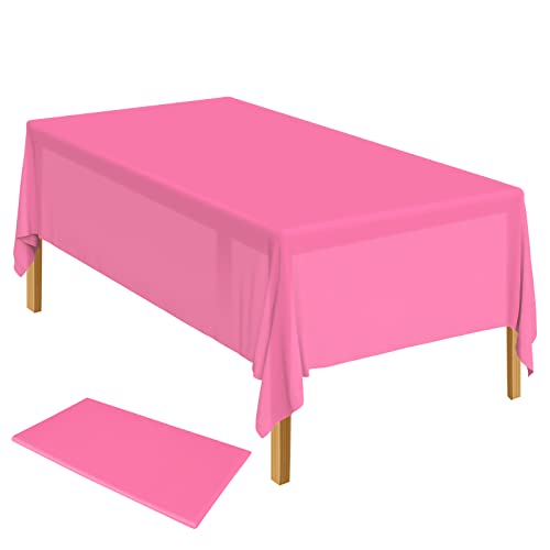 ELECLAND Hot Pink Kunststoff-Tischdecke 137 x 274 cm Hot Pink Kunststoff-Tischdecke Rechteck Hot Pink Tischdecke für drinnen oder draußen Babyparty Hochzeit Geburtstag Party Dekorationen von ELECLAND