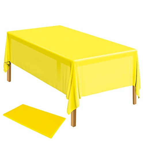 ELECLAND Kunststoff-Tischdecke, rechteckig, 137 x 274 cm, Gelb, für Innen- und Außenbereich, Hochzeit, Geburtstag, Party-Dekorationen von ELECLAND
