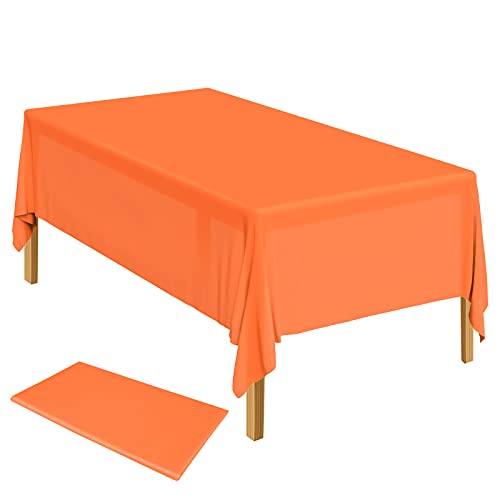 ELECLAND Orange Kunststoff Tischdecke 137 x 274 cm Orange Kunststoff Tischdecke Rechteckig Orange Tischdecke für Innen- oder Außenbereich Babyparty, Hochzeit, Geburtstag Party Dekorationen von ELECLAND